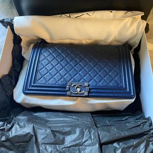 Chanel Boybag New Medium Quilted Calfskin Navy